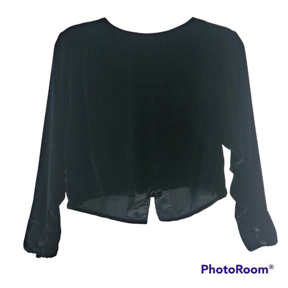 Vintage Evan Picone Black Velvet Silk Blend Button Back Blouse Size 6 - Picture 1 of 9